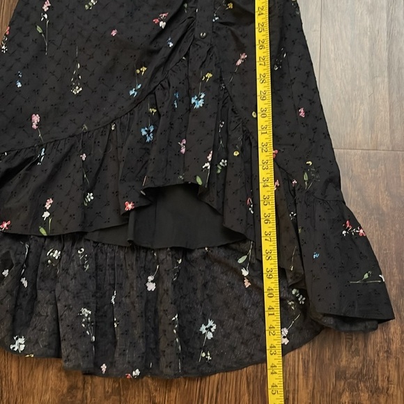 Parker Candy Ruched Floral Embroidered High Low Dress In Black Gigi 8 - Picture 12 of 16